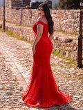 Plus Off Shoulder Mesh Insert Mermaid Dresses