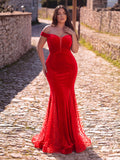 Plus Off Shoulder Mesh Insert Mermaid Dresses