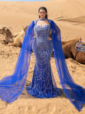 Plus Choker Neck Backless Extra-Long Sleeves Beaded Formal Dresses & Evening Gowns Dress & Embellished Dress