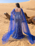 Plus Choker Neck Backless Extra-Long Sleeves Beaded Formal Dresses & Evening Gowns Dress & Embellished Dress
