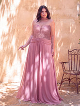 Plus Sequin Sweetheart Neck Chiffon Maxi Dress | Open Back Lace-Up Evening Gown with Flowy A-Line Skirt | Formal Party & Prom Dress