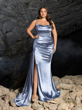 Plus Elegant Evening Gown with Thigh-High Slit & Intricate Embroidery Access – Satin Bodycon Dress for Red Carpet, Gala Dinners & Luxury Weddings, 1XL-3XL