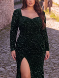 Plus Sweetheart Neck Split Thigh Sequin Formal Mermaid Dress