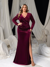 Plus Velvet Party Dress with Sequin Embellishments – Luxurious Evening Wear for Red Carpet, Gala Dinners & High-End Parties, 1XL-3XL
