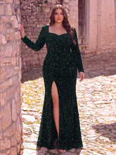Plus Sweetheart Neck Split Thigh Sequin Formal Mermaid Dress