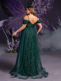 Plus Maternity Glittering Evening Gown with Thigh-High Slit – Sequined Red Carpet Dress for Pregnancy Galas & Photoshoots