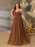 Plus Glitter Backless Lace Up A Line Cami Party Dress