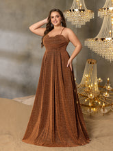 Plus Glitter Backless Lace Up A Line Cami Party Dress