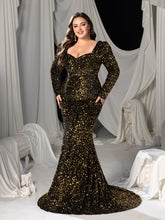 Plus Sweetheart Neck Backless Sequin Mermaid Dress