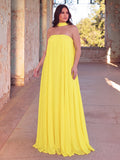 Plus Choker Neck Chiffon Maxi Dress | Open Back Flowy Evening Gown | Elegant Formal Party & Wedding Guest Dress