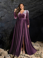 Plus Evening Gown with Deep V-Neck & Side Slit – Luxurious Satin Gown for Red Carpet, Gala Dinners & High-End Events