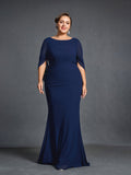 Plus Womens' Draped Back Mermaid Hem Chiffon Formal Dress