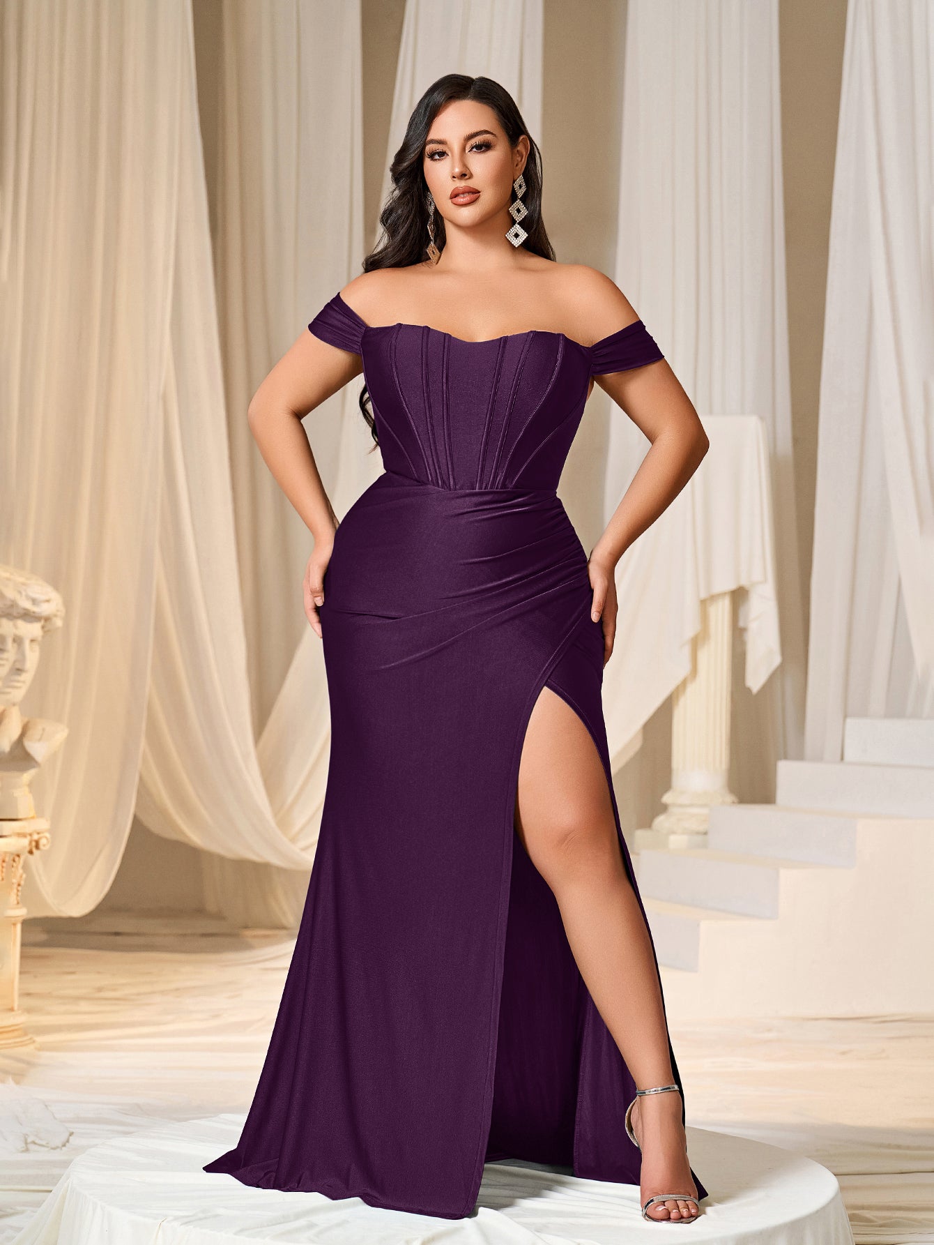 Plus Off Shoulder Ruched Wrap Hem Party Dress Curvepretty Plus Off Shoulder Ruched Wrap Hem Party Dress Curvepretty