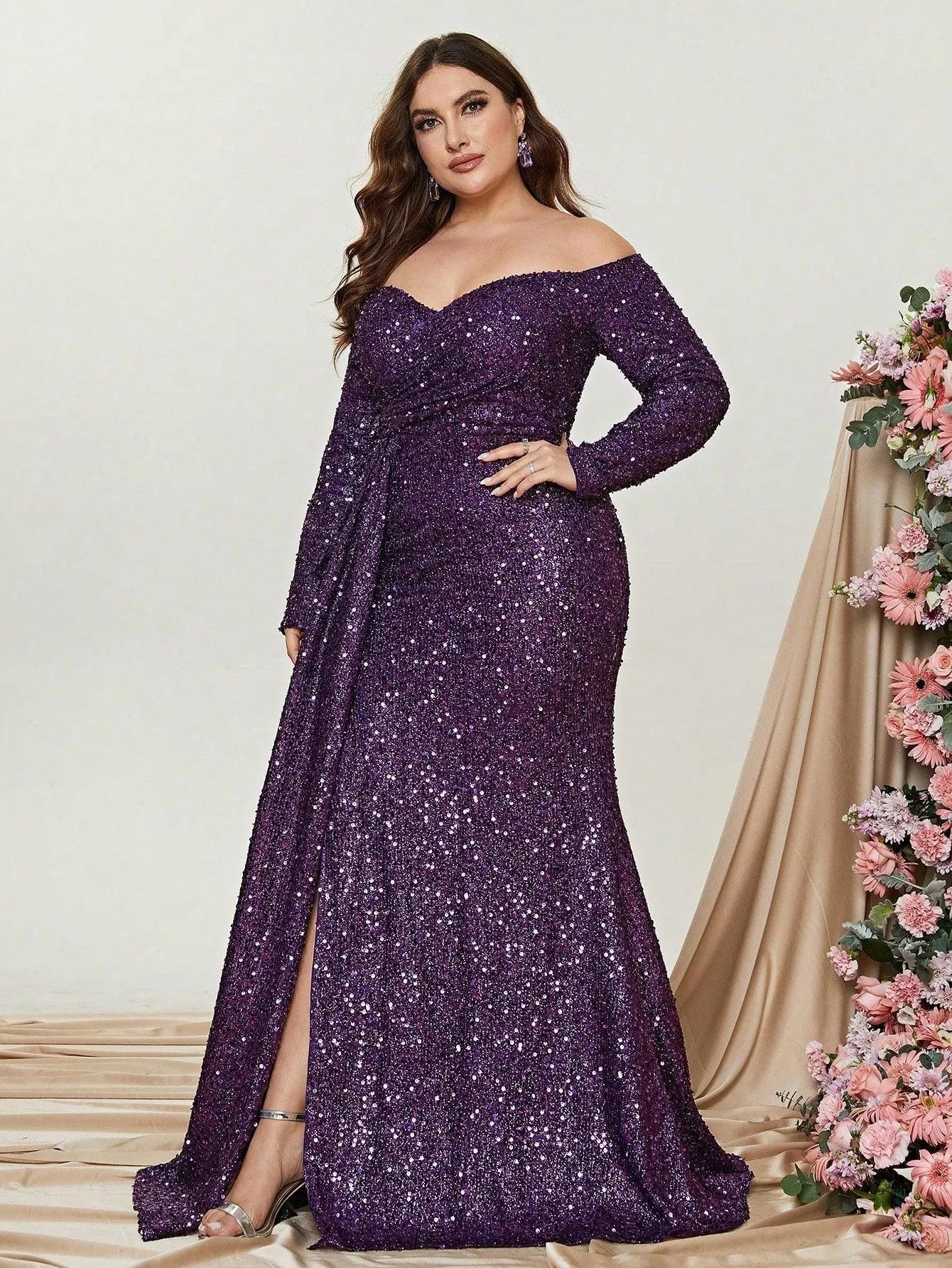 purple thigh split dress Six Stories - One Shoulder Maxi Dress - Women - Polyester - 4 US