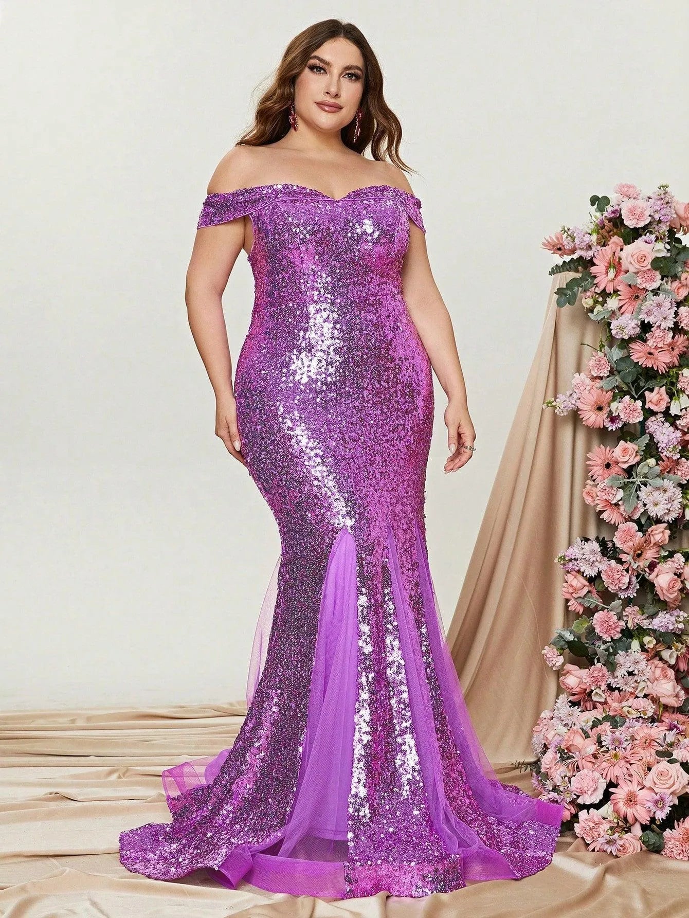 Cocktail Gold Sequin Dress Rose Gold Plus Size Party Dress La Femme Curve Dress 32173 Cocktail Gold Sequin Dress Rose Gold Plus Size Party Dress La Femme Curve Dress 32173