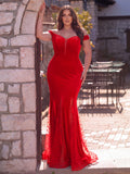 Plus Off Shoulder Mesh Insert Mermaid Dresses