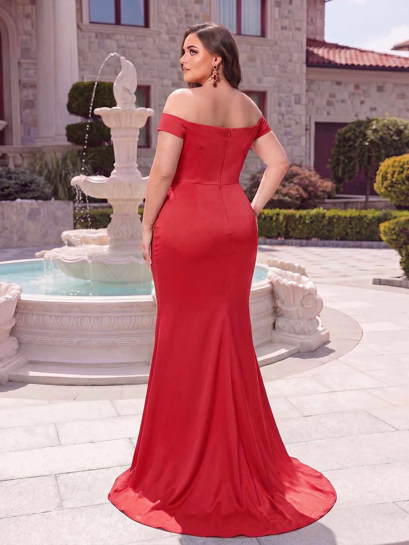 Plus Off Shoulder Ruched Wrap Hem Formal Dress – Curvepretty