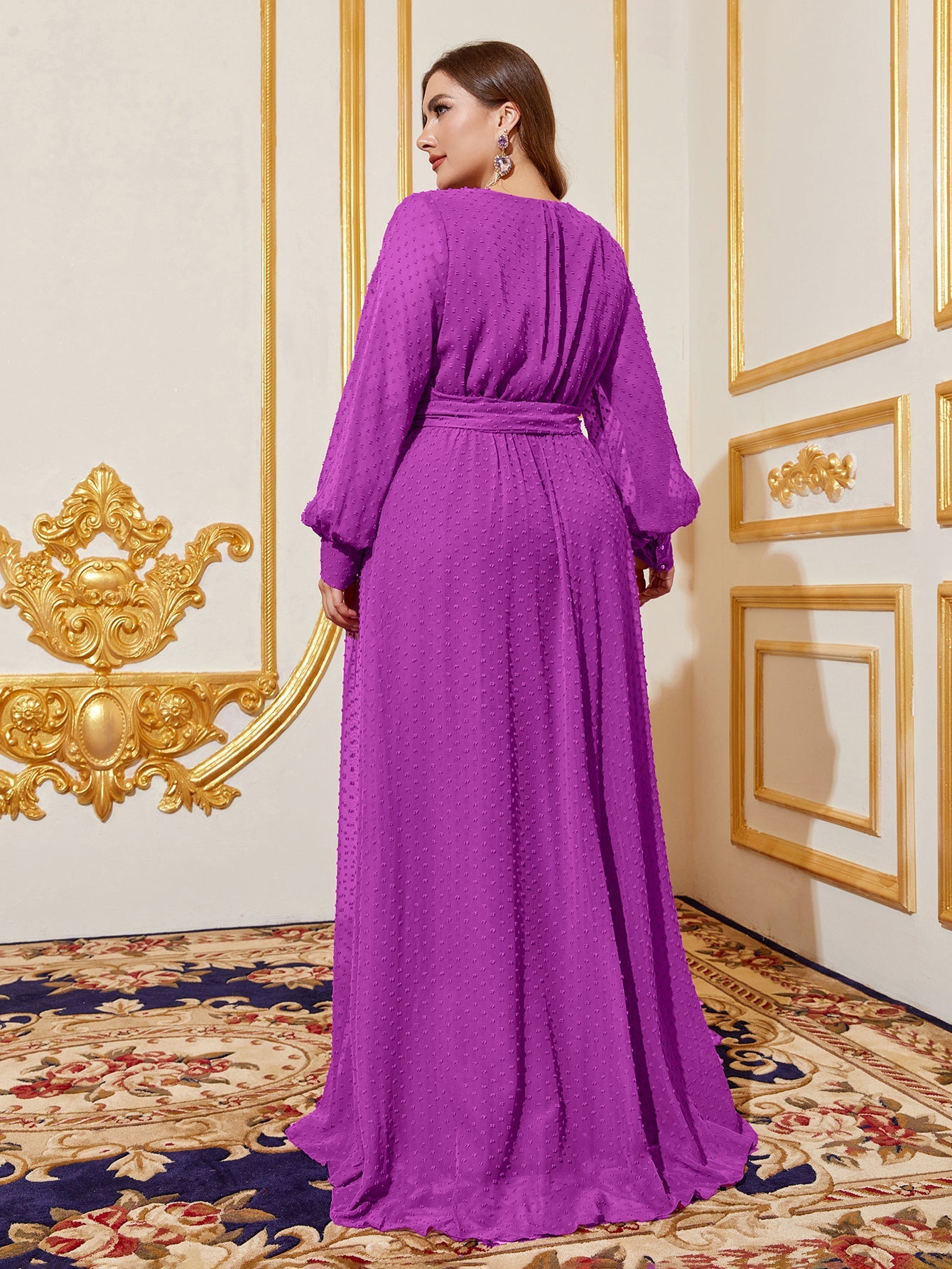 purple silk dress with sleeves Royal Purple Maxi Dress Purple Dress With Sleeves Draped Royal Purple Gown Teuta Matoshi