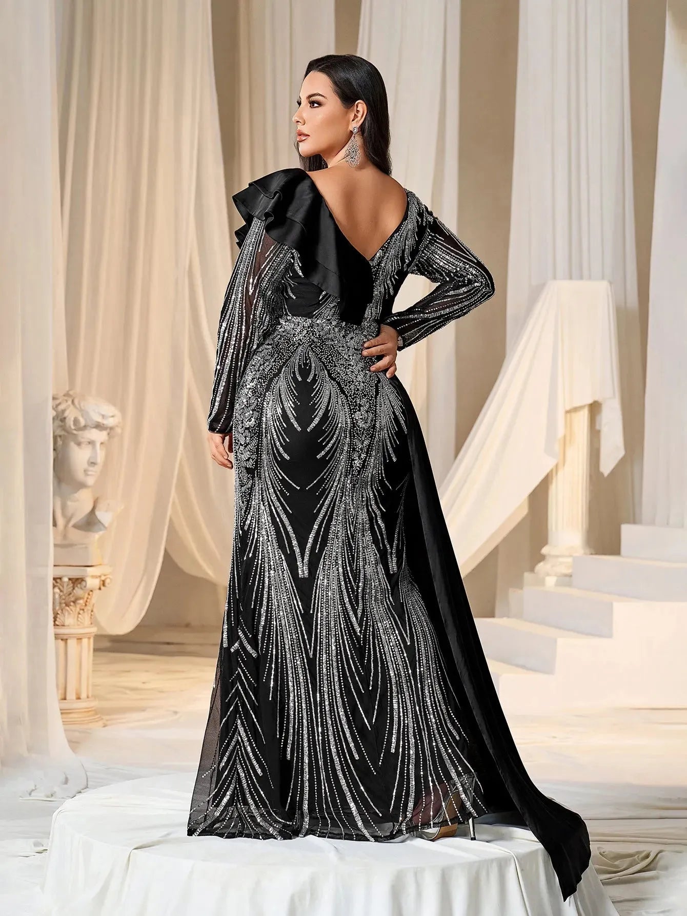 asymmetrical ruffle prom dress A-line Strapless Asymmetrical Tulle Prom Dress With Cascading Ruffle