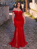Plus Off Shoulder Mesh Insert Mermaid Dresses