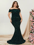 Plus Elegant Off Shoulder Mermaid Hem Prom Dress