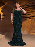 Plus Elegant Off Shoulder Mermaid Hem Prom Dress