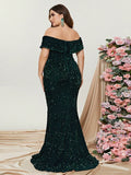 Plus Elegant Off Shoulder Mermaid Hem Prom Dress