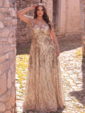 Plus Off Shoulder Graphic Sequin Formal Prom Dress