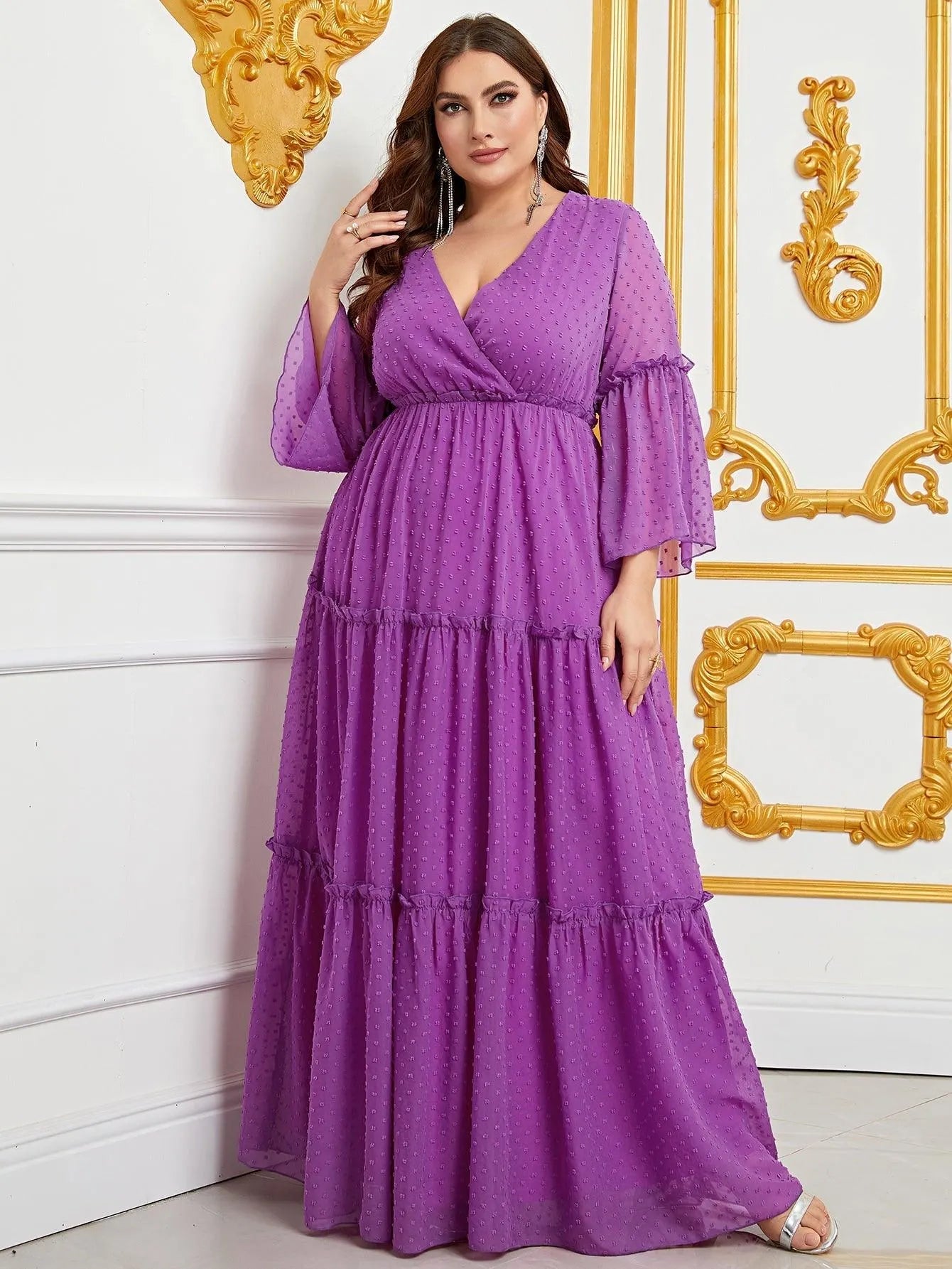 purple chiffon dress plus size Standards & Practices Plus Size Jay High-Low Shirtdress, Purple, 2X