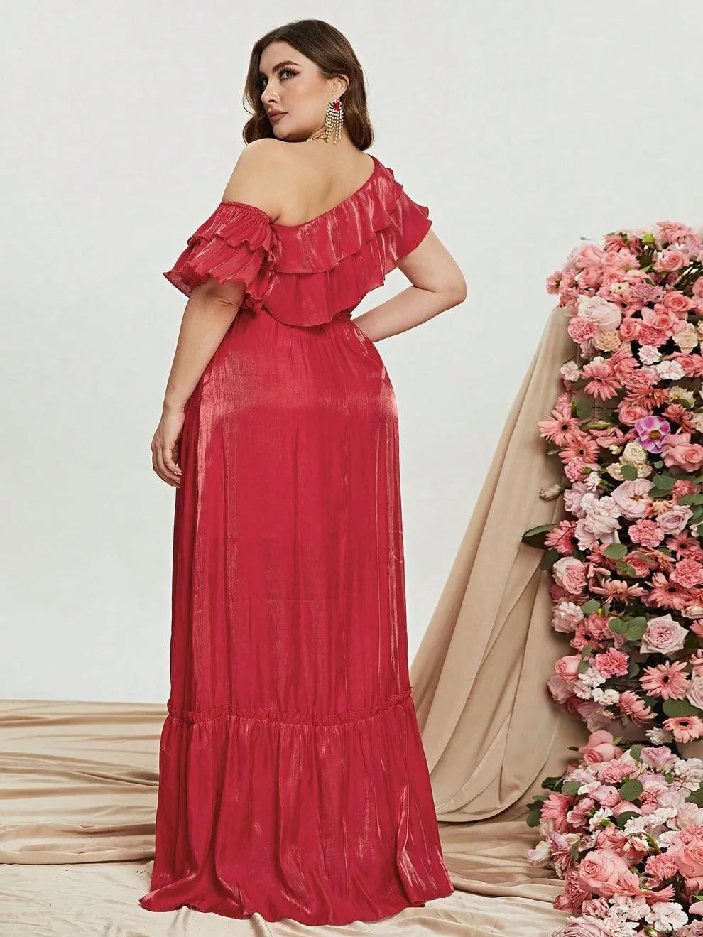 plus size one shoulder chiffon dress Plus Womens' Asymmetrical One Shoulder Chiffon A Line Dresses