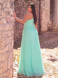 Plus Chiffon One Shoulder Slit Maxi Dress | Asymmetric Neckline Flowy Evening Gown with Side Leg Slit | Formal Party & Prom Dress