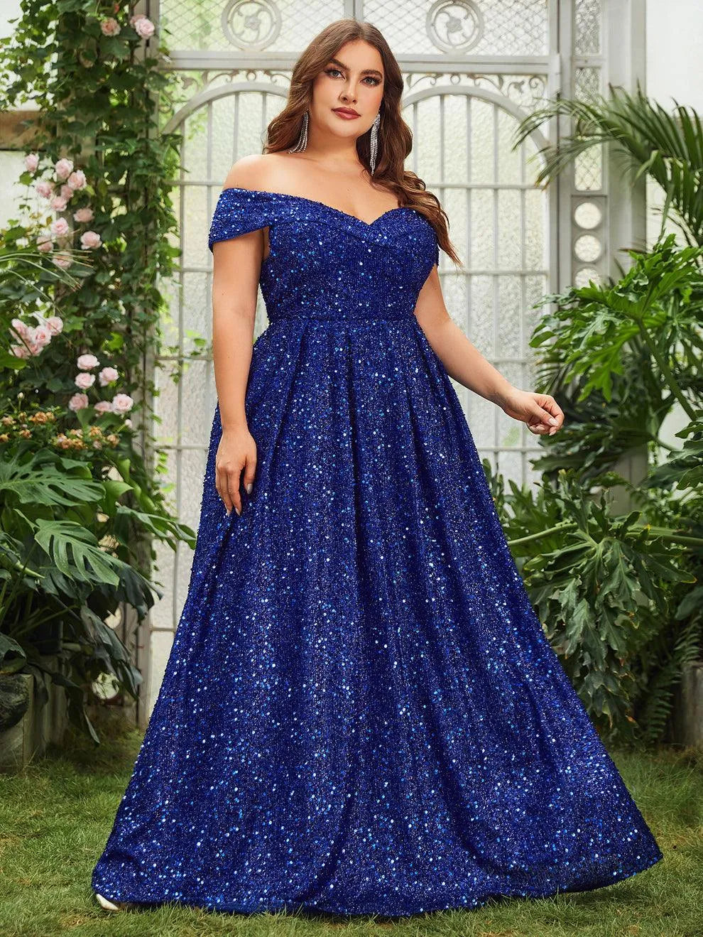 Plus Off Shoulder Sequin Prom Dress – Curvepretty Plus Off Shoulder Sequin Prom Dress – Curvepretty