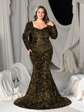 Plus Sweetheart Neck Backless Sequin Mermaid Dress