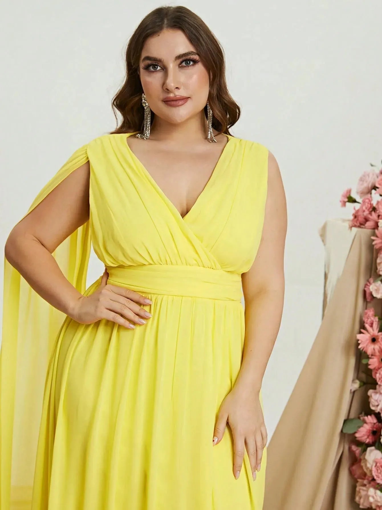 Plus Draped Side Chiffon A Line Party Dress