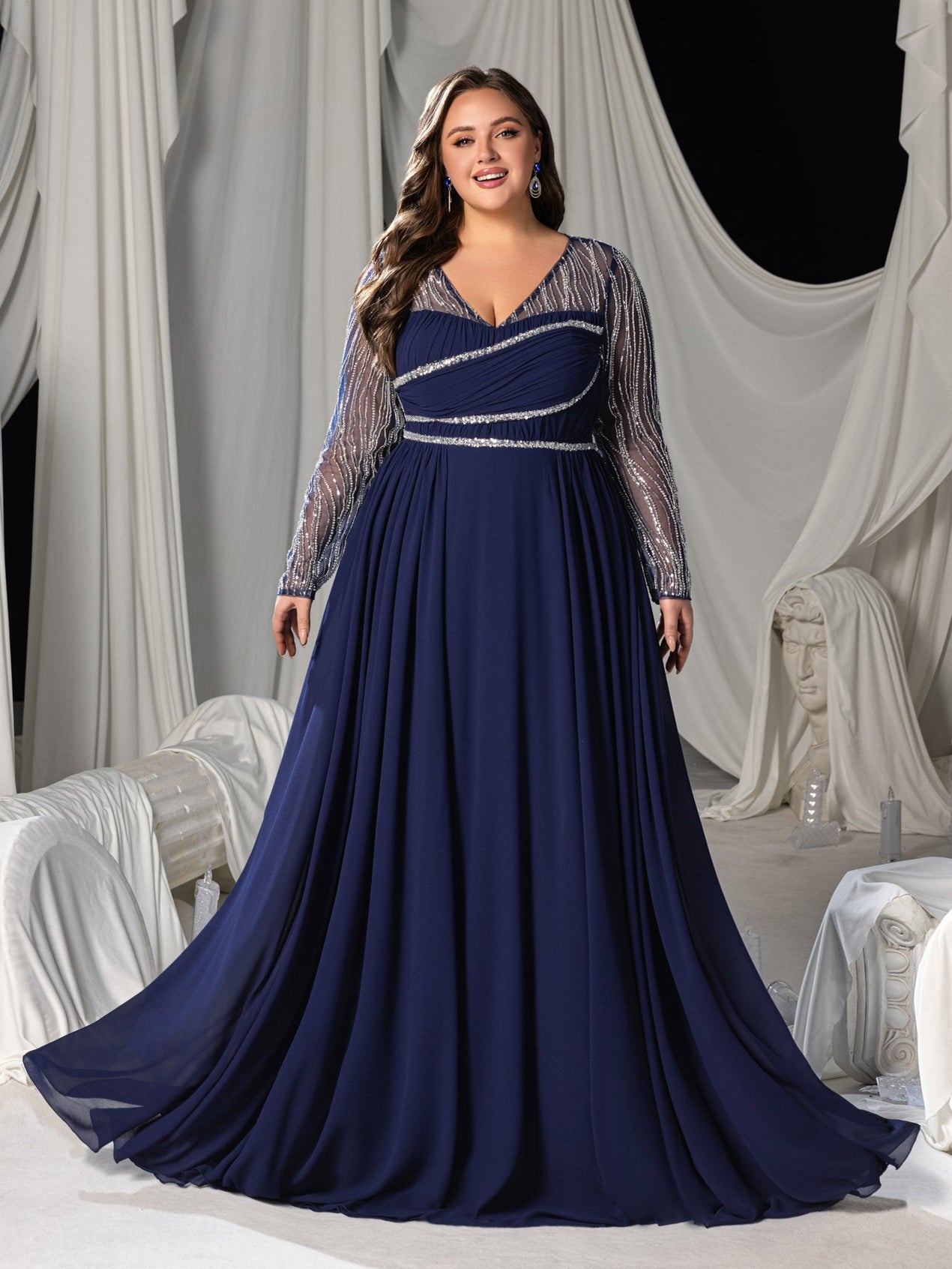 sachin and babi light blue dress Plus Size Chiffon Dresses – Curvepretty