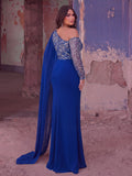 Plus Luxury Sequin One Shoulder Cape Evening Gown | Asymmetric Neckline Maxi Dress with Flowy Sleeves | Formal Party & Prom Dress