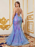 Plus Size Back Lace Up Sequin Mermaid Dress - Elonnashop