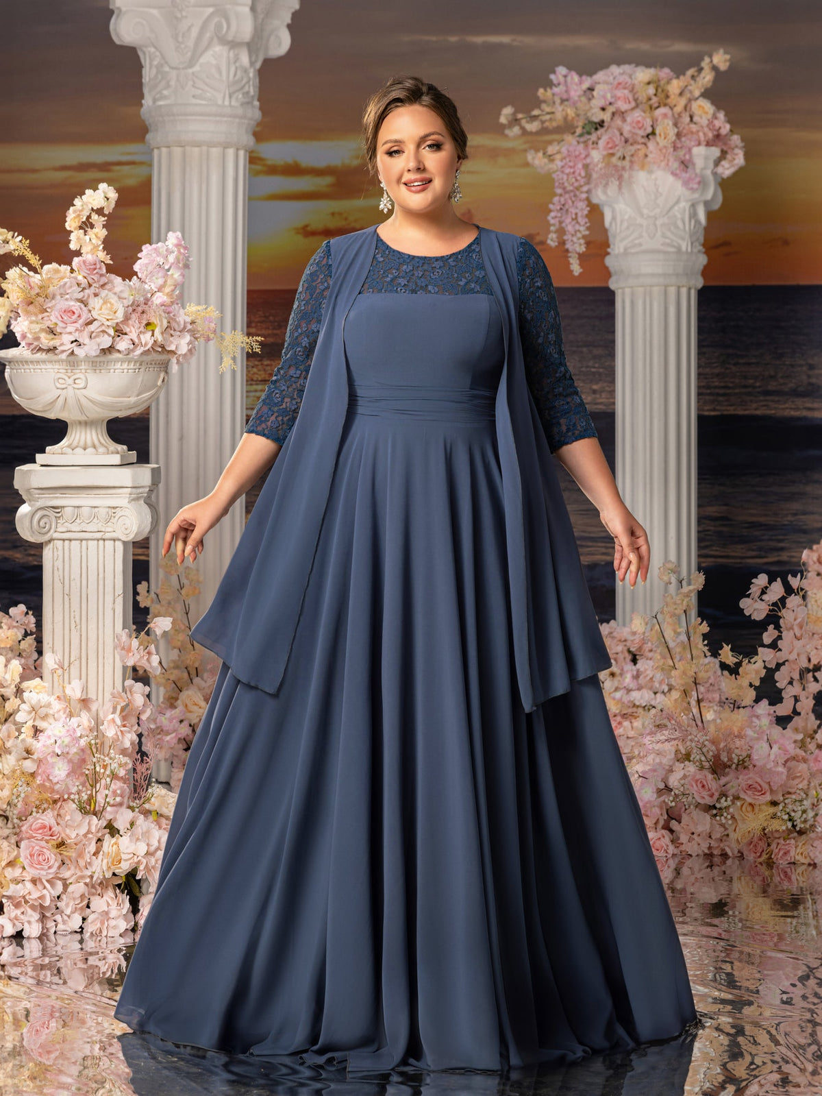 navy blue beach wedding dress navy blue maxi dress for wedding Wedtrend Women Dark Blue Long Bridesmaid Dress A-Line Square Neck Corset Lace Up Back Chiffon Wedding Guest Dress WEDTREND-parroquiadesanalbertomagno.com