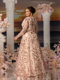 Plus Womens' Elegant V-Neck Evening Gown with Delicate Lace & Silver Embroidery – Long Flowing Skirt for Seaside Weddings & Romantic Beach Events