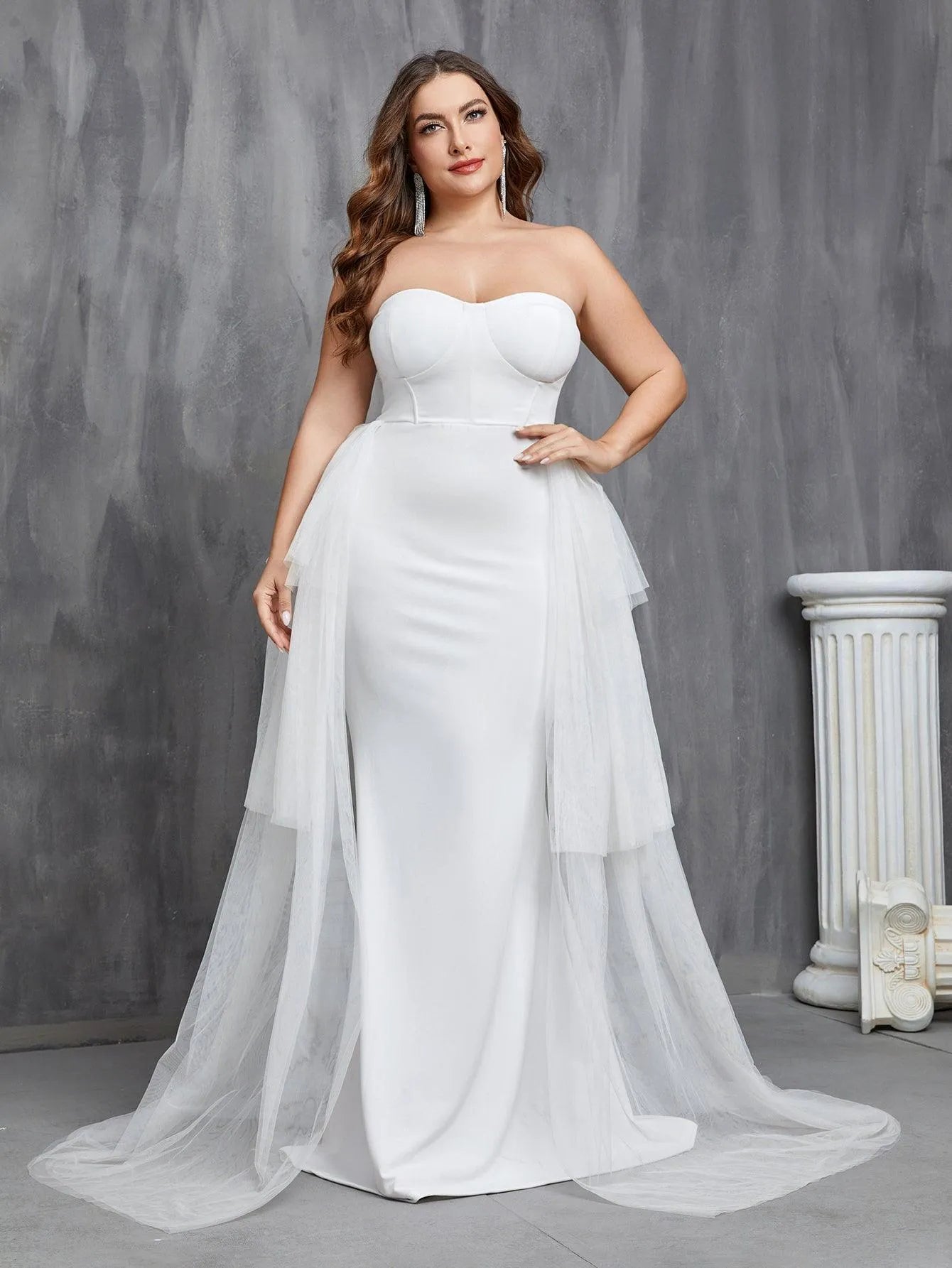 mermaid mesh wedding dress Long Beaded Sequin Mermaid Wedding Gown