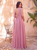 Plus Sequin Sweetheart Neck Chiffon Maxi Dress | Open Back Lace-Up Evening Gown with Flowy A-Line Skirt | Formal Party & Prom Dress