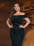 Plus Elegant Off Shoulder Mermaid Hem Prom Dress