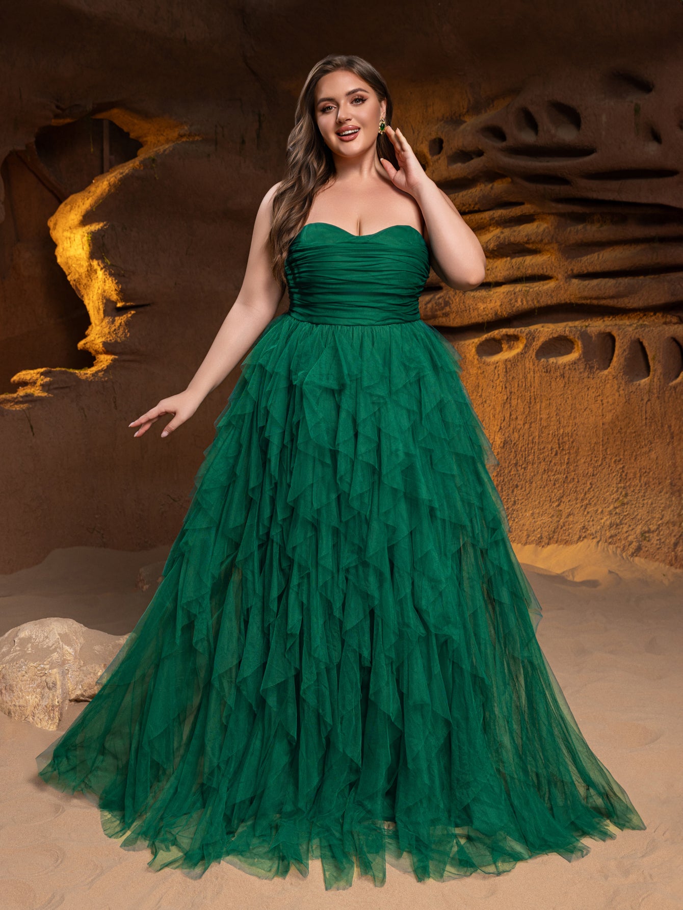 Plus Mesh Overlay Tube Wedding Dresses, Dark Green / 3XL Plus Mesh Overlay Tube Wedding Dresses, Dark Green / 3XL