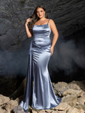Plus Elegant Evening Gown with Thigh-High Slit & Intricate Embroidery Access – Satin Bodycon Dress for Red Carpet, Gala Dinners & Luxury Weddings, 1XL-3XL