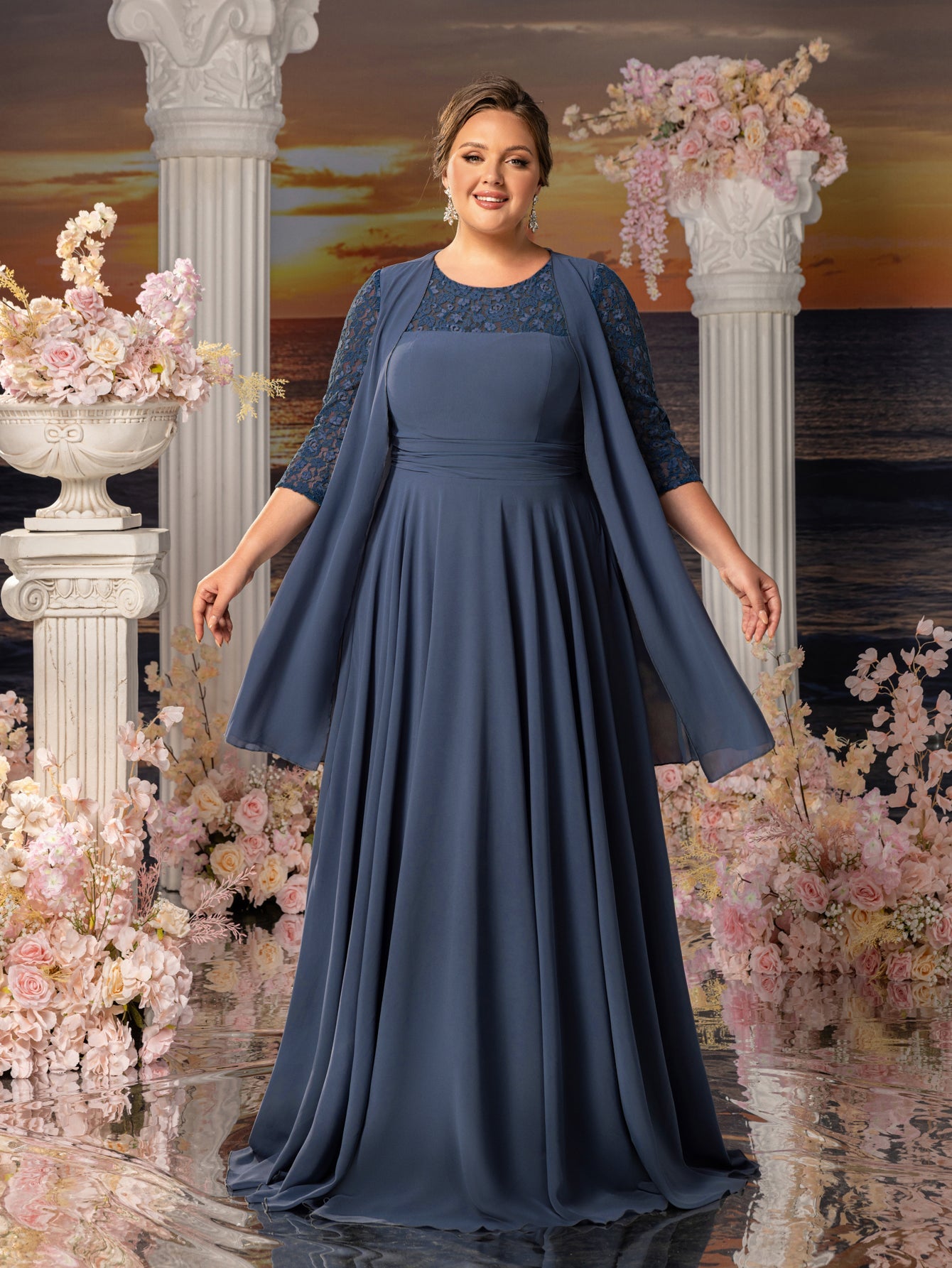 mid sleeve lace dress Long Sleeve Lace Midi Dress The Dress Outlet