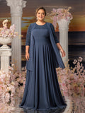 Plus Womens' Lace & Chiffon Mother-of-the-Bride Dress: Flowing Beach Wedding Gown with Mid-Sleeve Detailing & Dramatic Skirt
