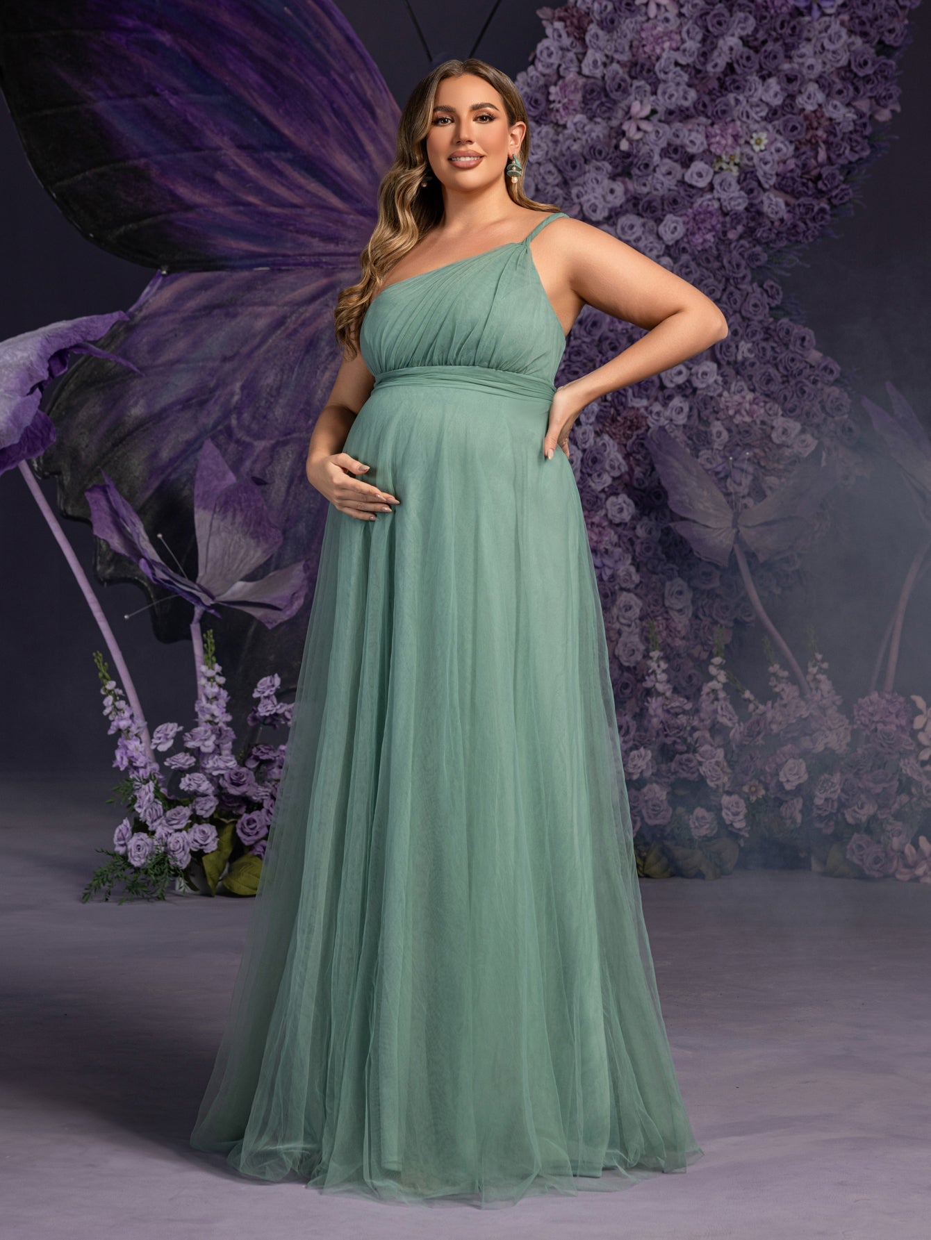 one shoulder maternity bridesmaid dresses Sage Coast Maternity Twist Detail One Shoulder Jersey Bridesmaid Dress