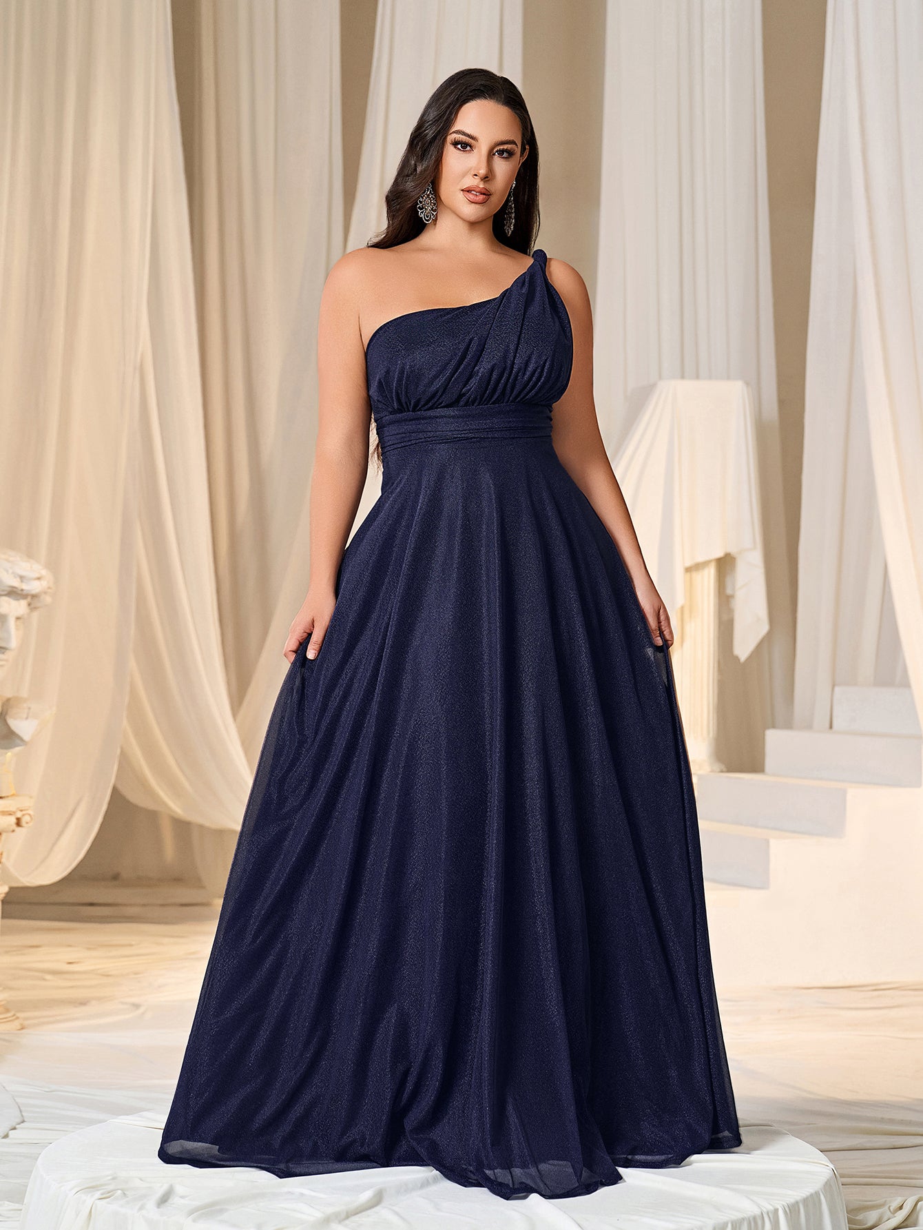 Plus One Shoulder Sleeveless Bridesmaid Dress Green / 3XL Plus One Shoulder Sleeveless Bridesmaid Dress Green / 3XL