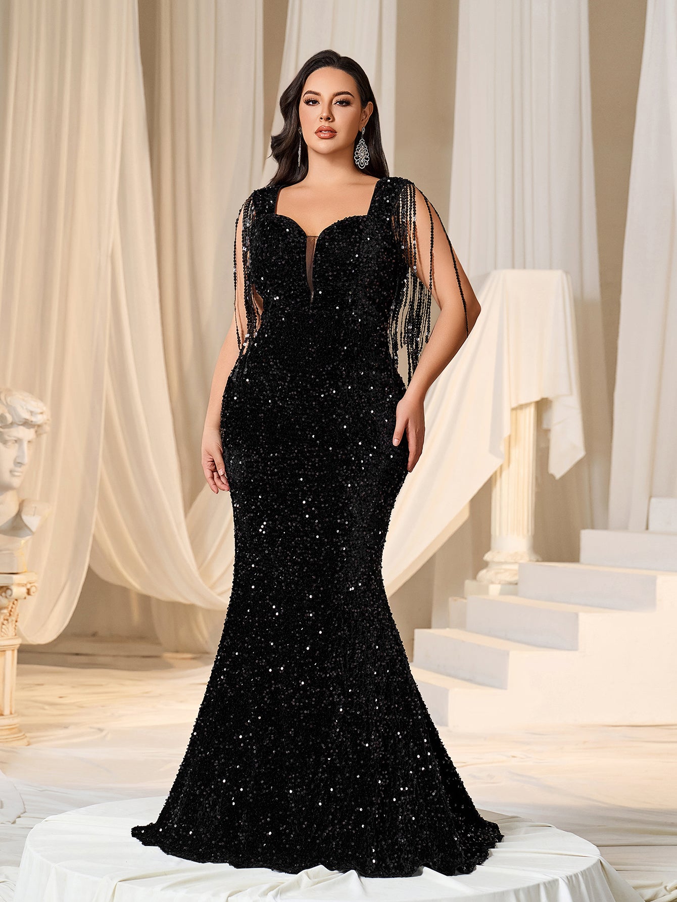 Prom Dresses Sequin Dress Size 12 Plus Sweetheart Neck Mermaid Hem Sequin Fringed Evening Dress Champagne Prom Dresses Sequin Dress Size 12 Plus Sweetheart Neck Mermaid Hem Sequin Fringed Evening Dress Champagne