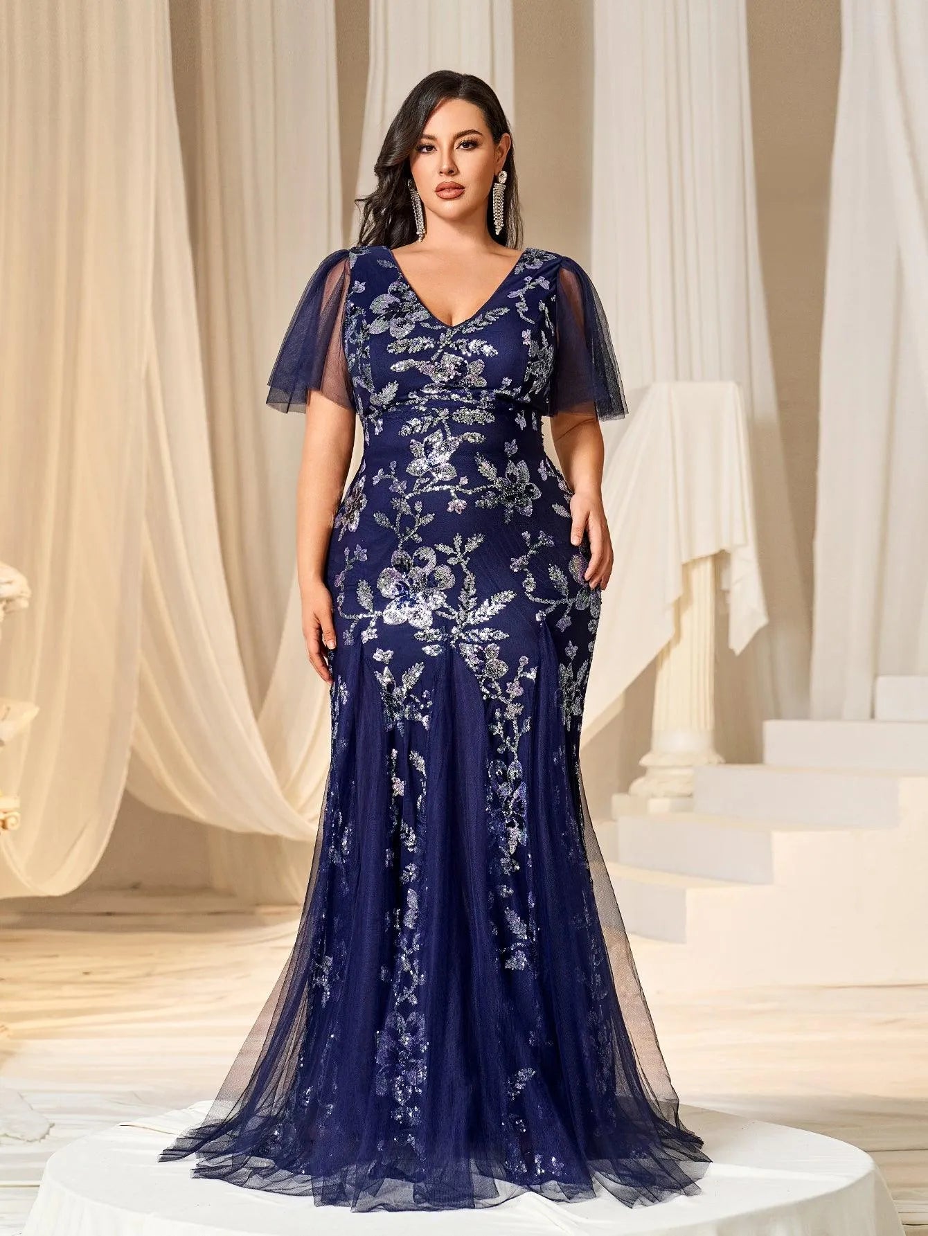 Plus Floral Whispers Sequin Mermaid Dress Curvepretty Plus Floral Whispers Sequin Mermaid Dress Curvepretty